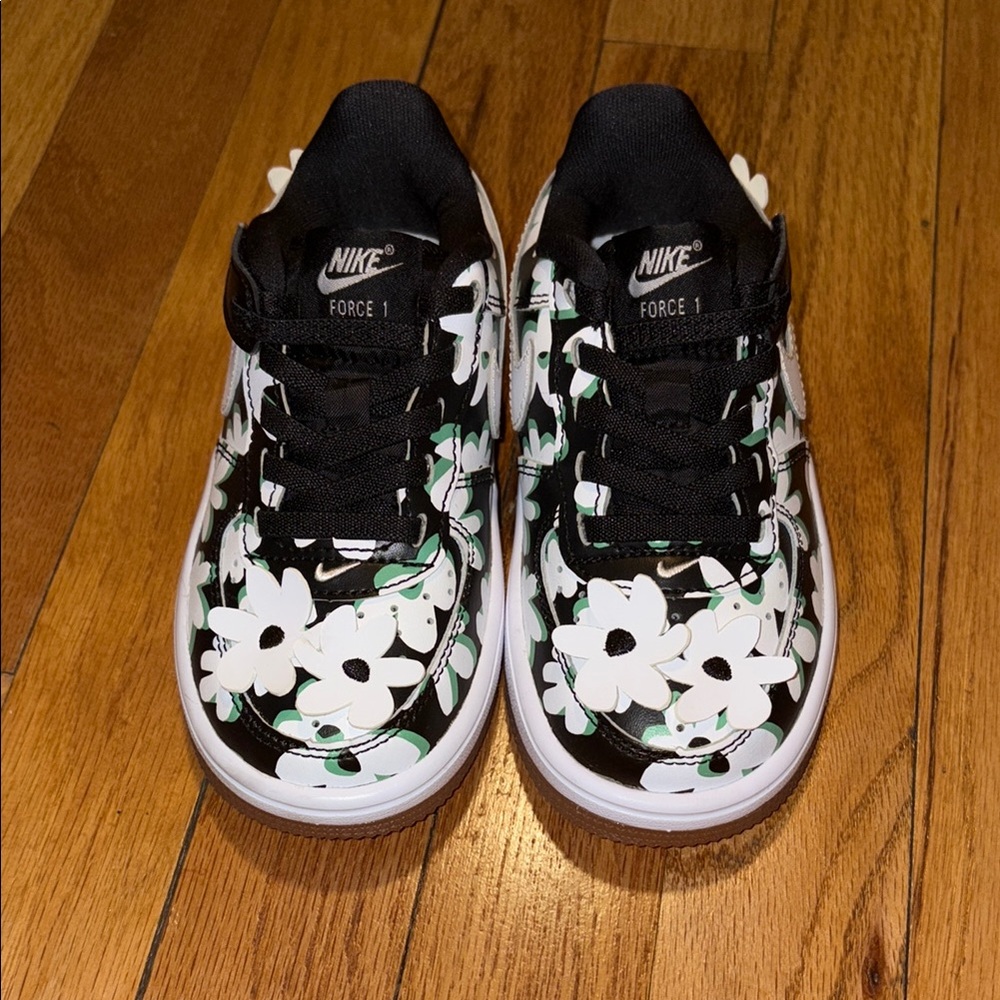 Nike Kids Black and White Floral Sneakers